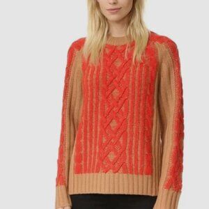 rag & bone lorraine pullover wool sweater camel red xs